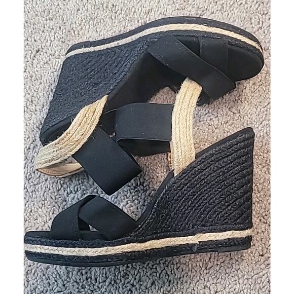 Lauren Ralph Lauren Elena Black Espadrille Wedge Sandal Women’s 8.5 GUC - Picture 4 of 10